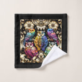Hibou arc-en-ciel Art Déco (Gant de toilette)