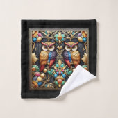 Hibou arc-en-ciel Art Déco (Gant de toilette)