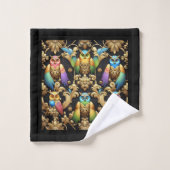Hibou arc-en-ciel Art Déco (Gant de toilette)