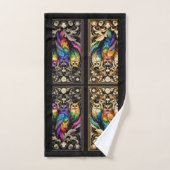 Hibou arc-en-ciel Art Déco (Serviette à main)