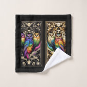 Hibou arc-en-ciel Art Déco (Gant de toilette)