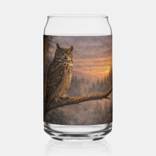 Hibou au crépuscule • Verre imprimé Can (verre uni