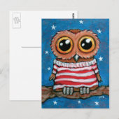 Hibou aux yeux écarquillés Stars & Stripes | Carte (Devant / Derrière)