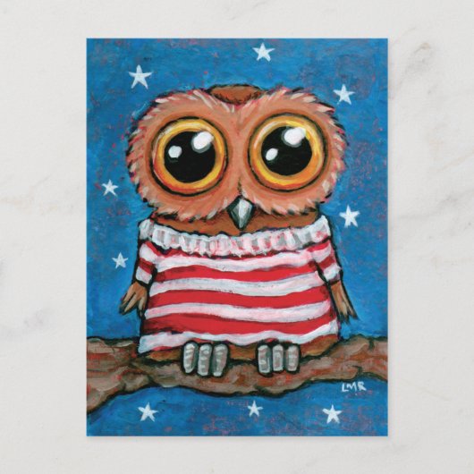 Hibou aux yeux écarquillés Stars & Stripes | Carte (Devant)