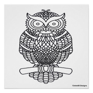 Hibou (blanc) - Affiche imprimée