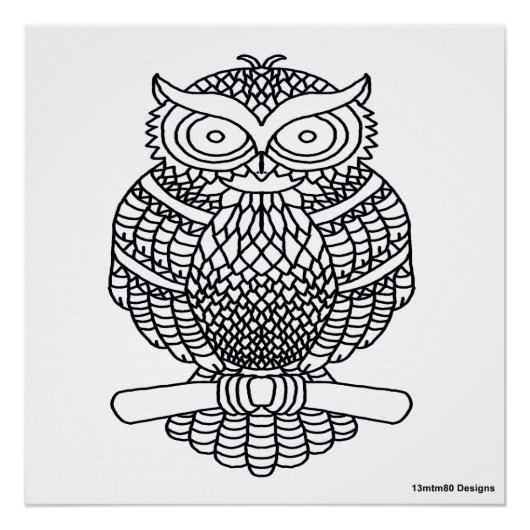 Hibou (blanc) - Affiche imprimée (Devant)