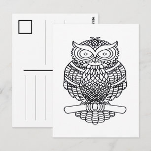 Hibou (blanc) - Carte postale