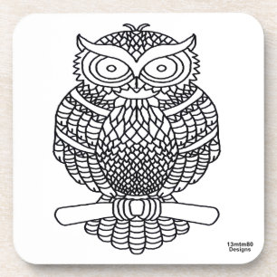 Hibou (blanc) - Dessous de verre en plastique