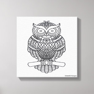 Hibou (blanc) - Toile