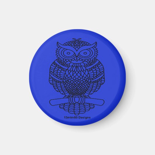 Hibou (bleu foncé) - Aimant (Devant)