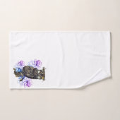 Hibou Brun Fleurs Violettes (Serviette à main)