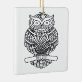 Hibou (carré blanc) - Ornement en céramique (Droite)
