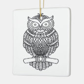 Hibou (carré blanc) - Ornement en céramique (Gauche)