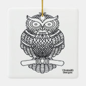 Hibou (carré blanc) - Ornement en céramique (Dos)