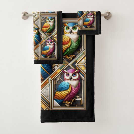 Hibou coloré Art Déco (En situation)