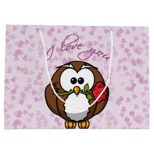 hibou d'amant - sac de cadeau de Valentine