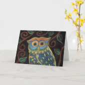 Hibou dans la carte de Fleur-Salutation (Fleur jaune)