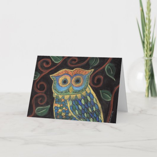 Hibou dans la carte de Fleur-Salutation (Devant)