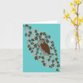Hibou dans la carte de note de blanc de chêne (Fleur jaune)