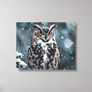 Hibou dans la neige impression sur toile