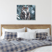 Hibou dans la neige impression sur toile (Insitu(Chambre))