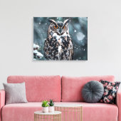 Hibou dans la neige impression sur toile (Insitu(Salon))