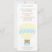 Hibou dans un ballon invitations à une fête d'anni