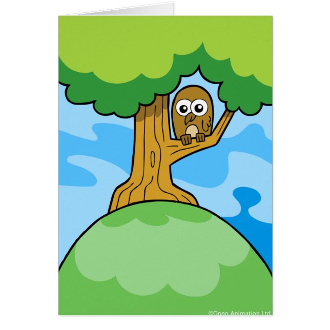 Hibou dans une carte de greetin d'arbre (Devant)