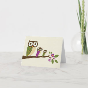 hibou dans une carte de voeux de ligne