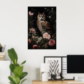 Hibou dans une impression de fleur, portrait mural (Bureau à domicile)