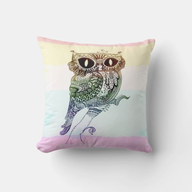 Hibou d'arc-en-ciel - coussin (Recto)