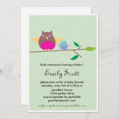 Hibou de bébé de la maman n - invitations verts de (Devant / Derrière)