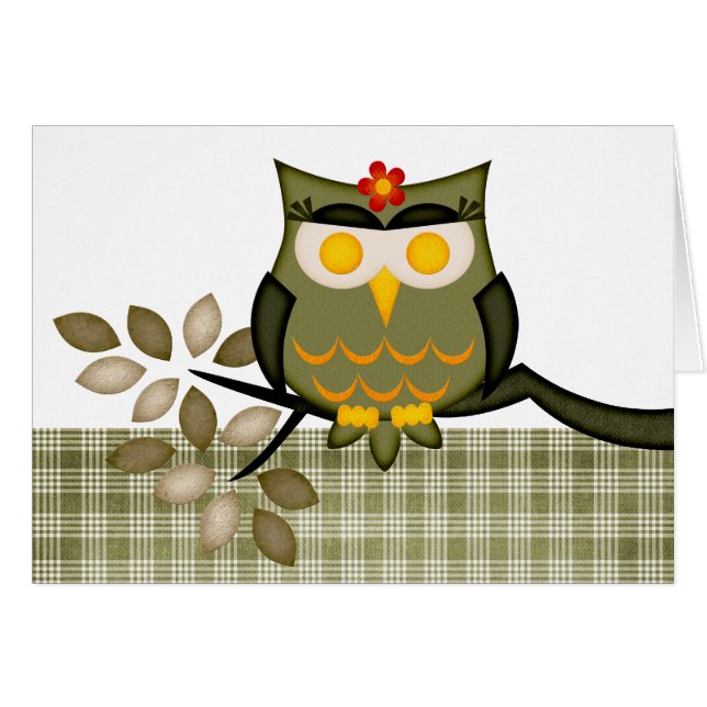 Hibou de carte dans l'arbre (Devant horizontal)