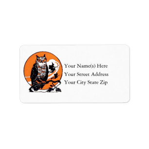 Hibou de Halloween et étiquette de adresse de