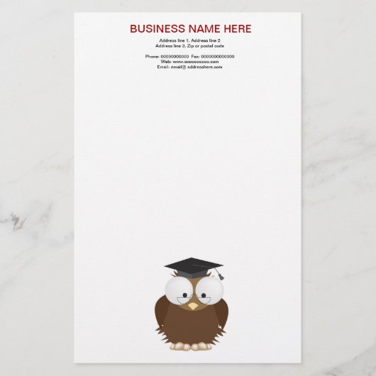 Hibou d'école avec la papeterie de panneau de (Devant)