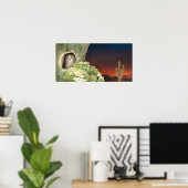 hibou en cactus - Poster (Bureau à domicile)