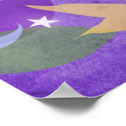 hibou en papier - violet - affiche (Coin)