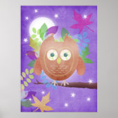 hibou en papier - violet - affiche (Devant)