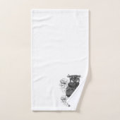 Hibou gris Orchidées blanches (Serviette à main)