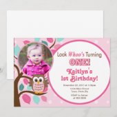 Hibou Invitation Anniversaire 1er Anniversaire Fil (Devant / Derrière)