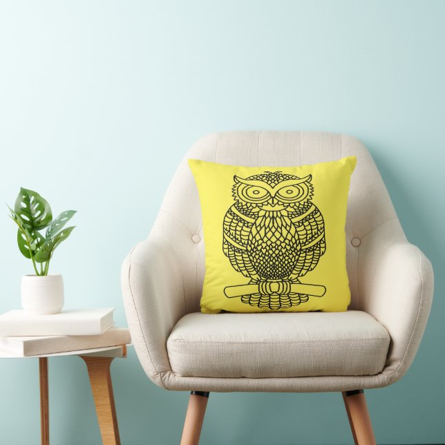 Hibou (jaune) - Oreiller (Chaise)