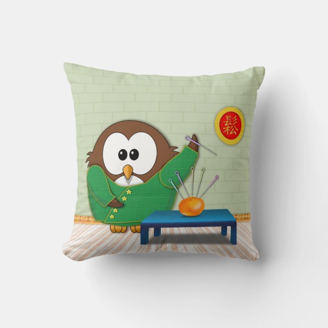 hibou médecin chinois - coussin (Recto)
