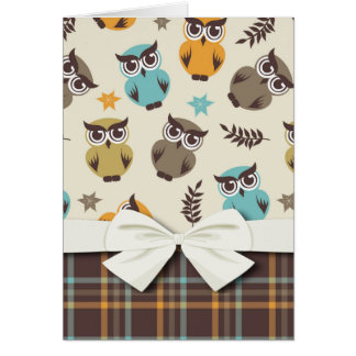 hibou mignon coloré et carreaux