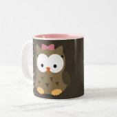 Hibou mignon de bébé avec la tasse de café faite (Devant gauche)