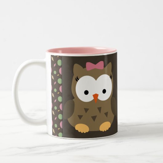 Hibou mignon de bébé avec la tasse de café faite (Gauche)