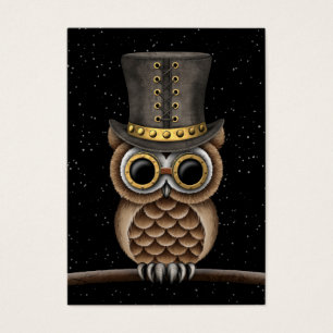 Hibou mignon de Steampunk sur une branche avec des