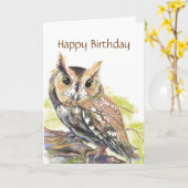 Hibou mignon insultant, oiseau drôle, carte (Fleur jaune)