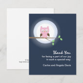 Hibou mignon rose dans le Merci de clair de lune (Devant / Derrière)
