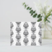 Hibou (motif blanc) - Carte postale (Debout devant)