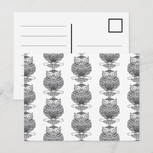 Hibou (motif blanc) - Carte postale